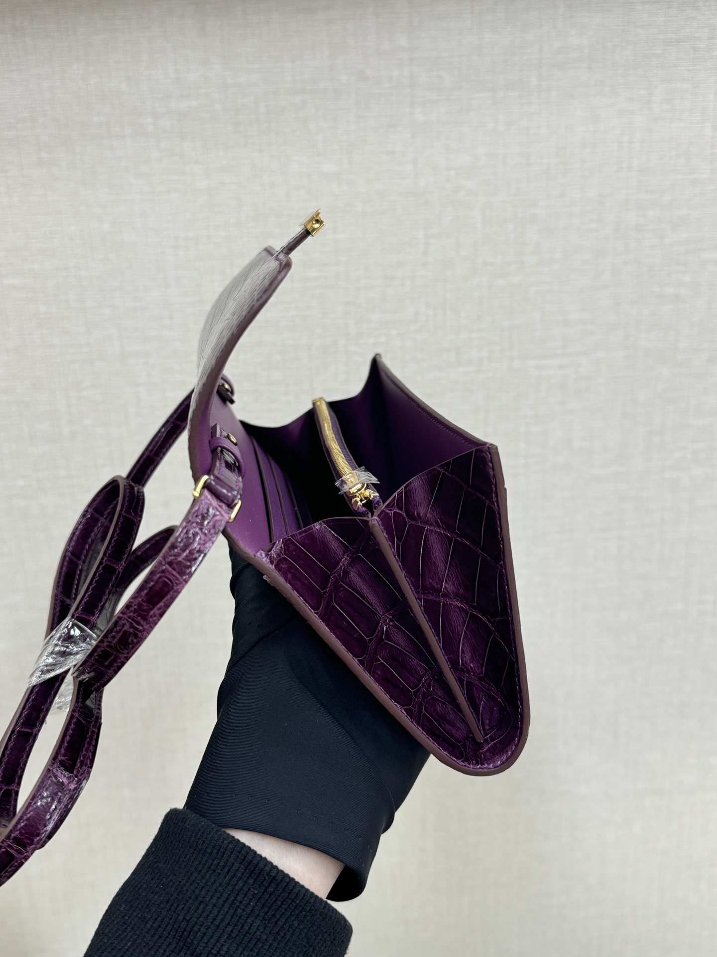 Hermes Constance To Go Purple crocodile crossbody everyday