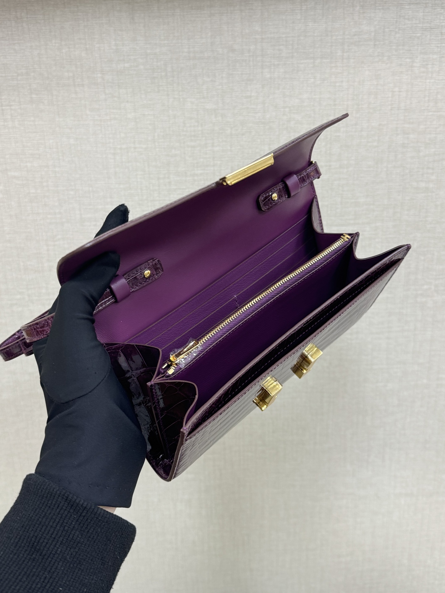Hermes Constance To Go Purple crocodile crossbody everyday