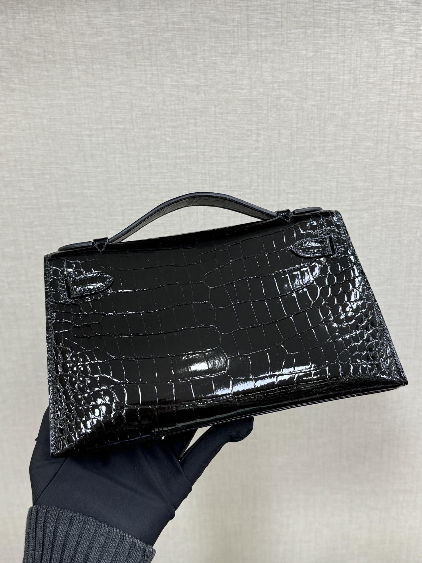 Hermes Kelly Black Crocodile 22cm evening everyday