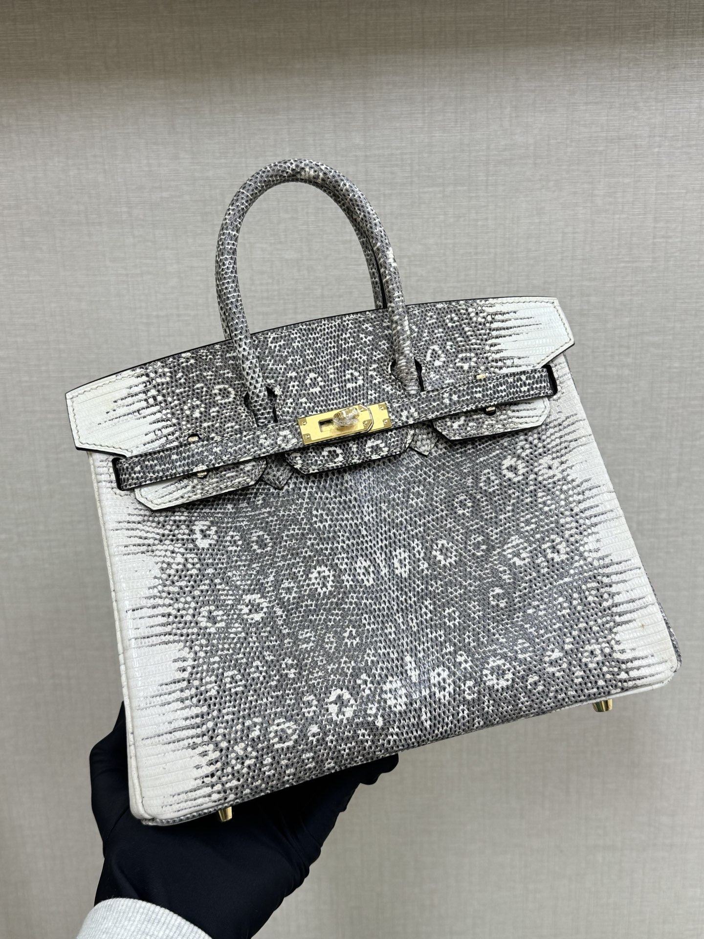 Hermes Birkin 25 Gray White Lizard 25cm everyday
