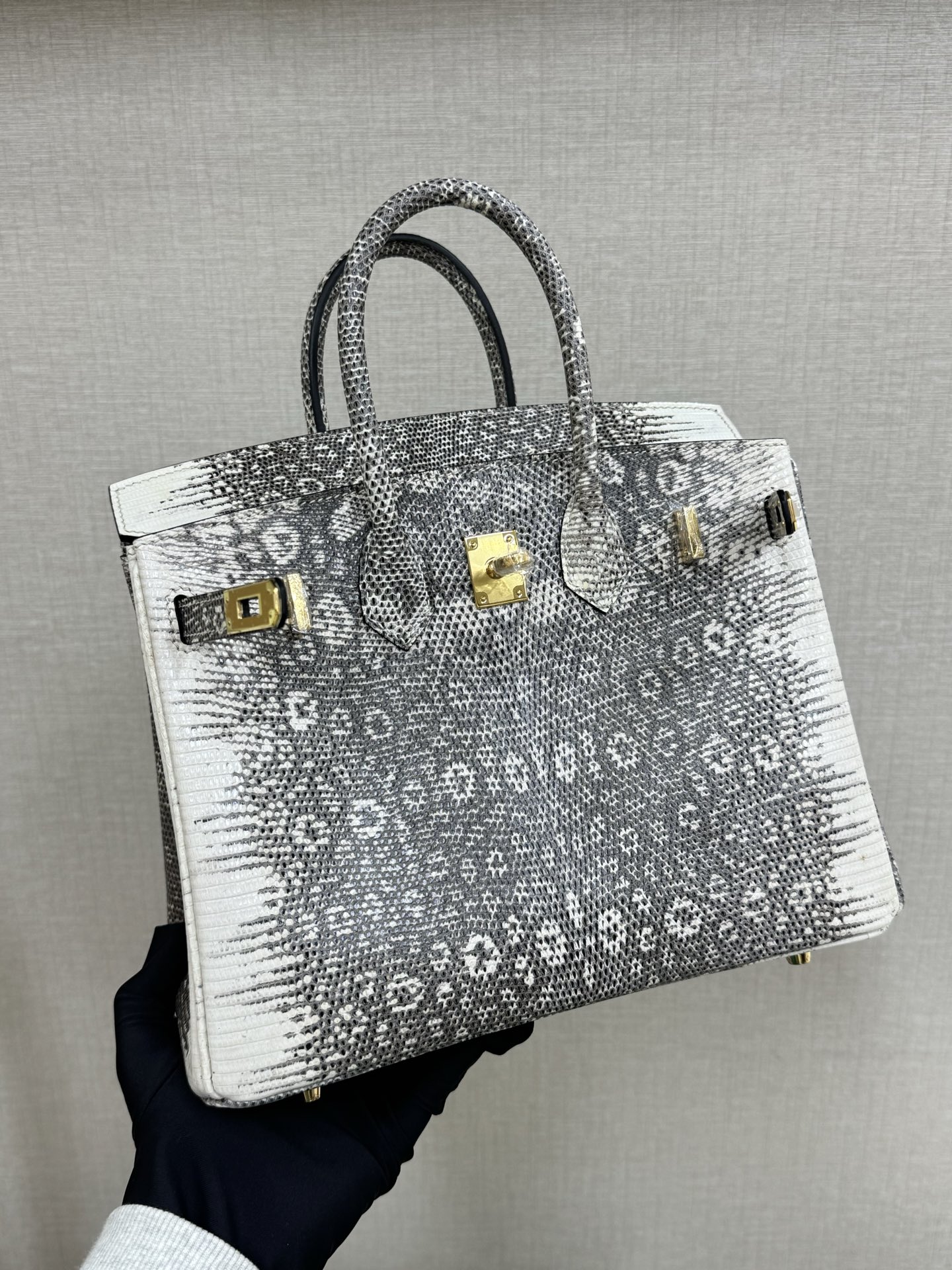 Hermes Birkin 25 Gray White Lizard 25cm everyday