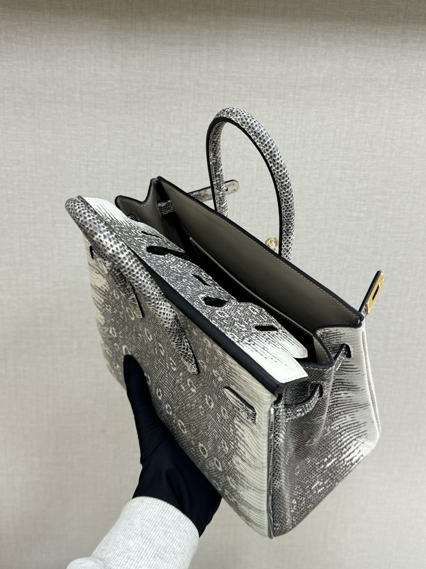 Hermes Birkin 25 Gray White Lizard 25cm everyday