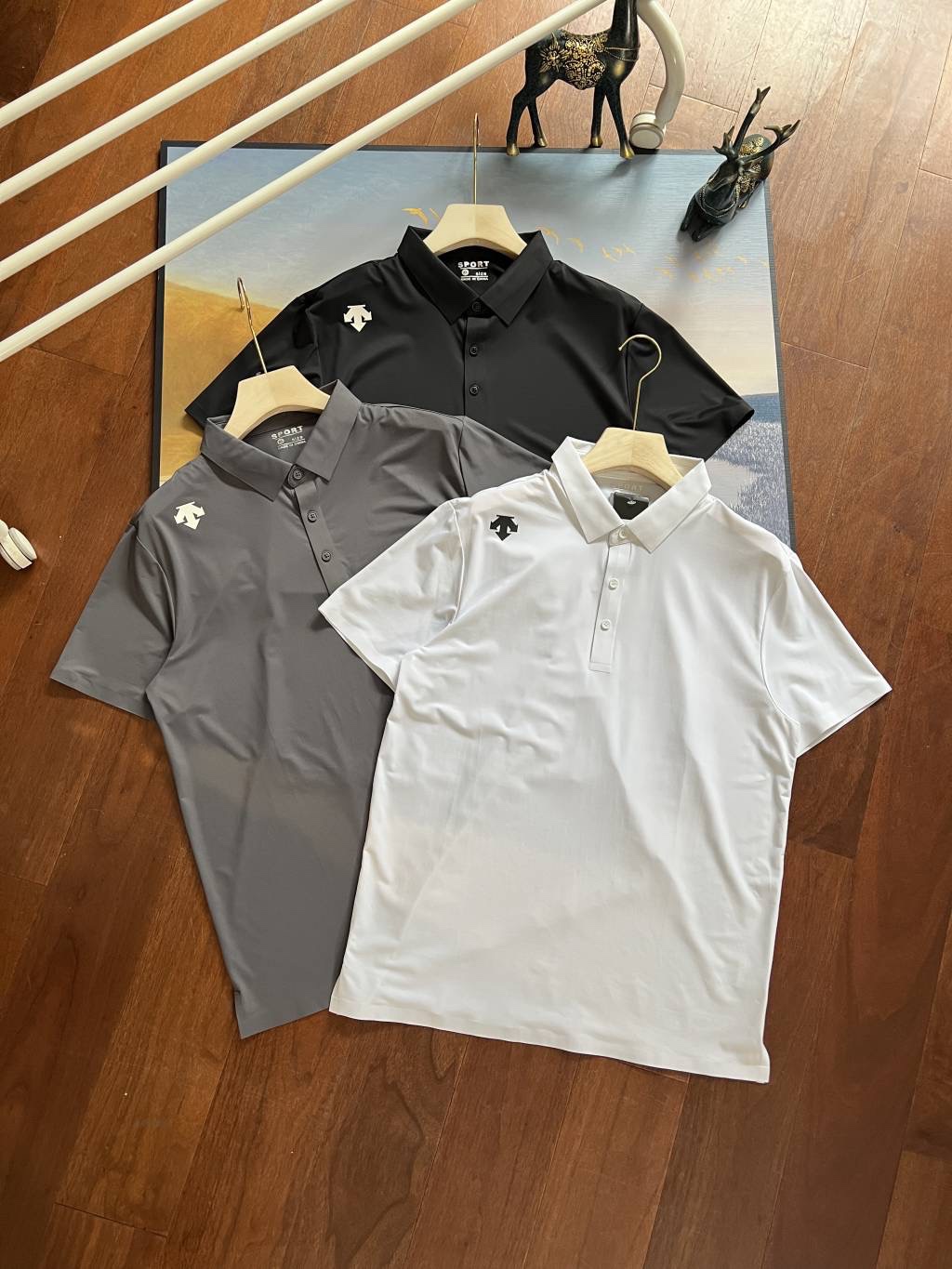 Descente Kleding Polo T-Shirt Zwart Grijs Wit Mannen Zomercollectie Korte mouw