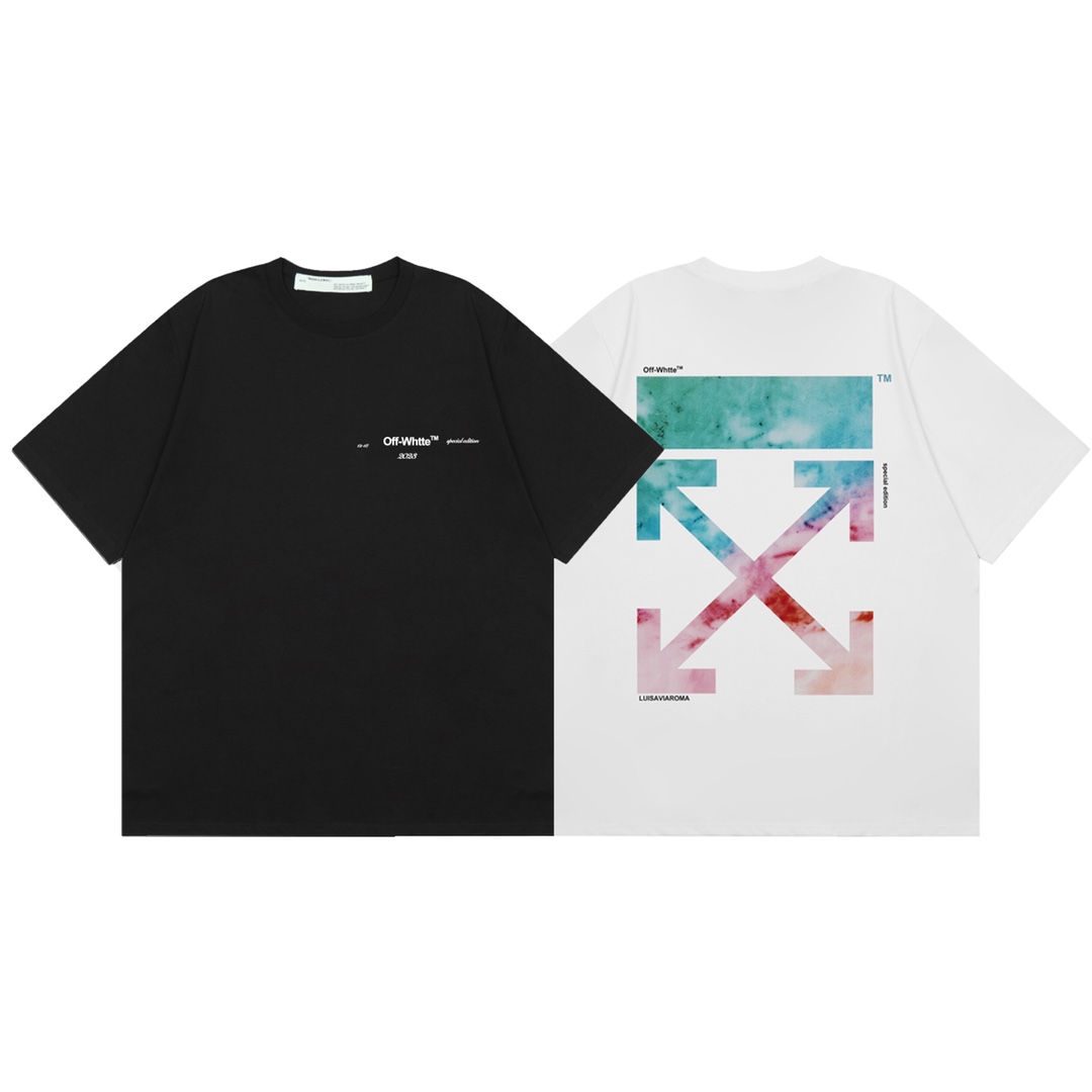 P60 OFF-WHITE Camiseta clásica de manga corta con estampado degradado, unisex, misma que usan las celebridades. El dise…