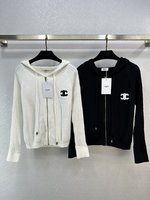 Celine Clothing Cardigans Knit Sweater White Knitting Wool Fall/Winter Collection Hooded Top