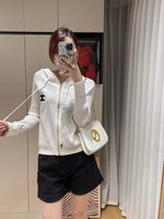 Celine Designer
 Clothing Cardigans Knit Sweater White Knitting Wool Fall/Winter Collection Hooded Top
