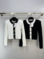 Balmain Clothing Cardigans Black White Spring Collection