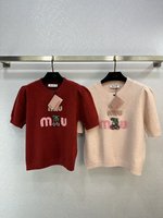 2023 AAA Replica uk 1st Copy
 MiuMiu Clothing Tank Tops&Camis Pink Knitting Spring Collection