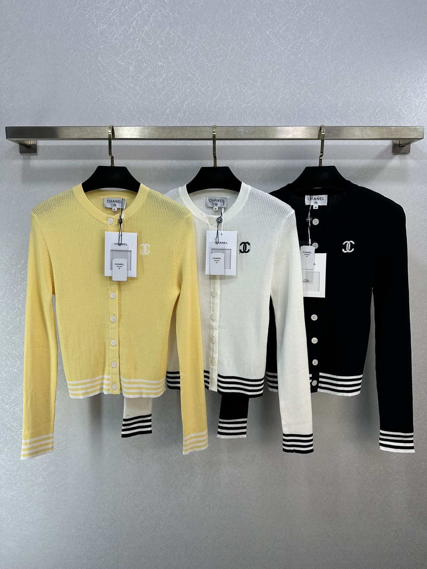 Chanel Clothing Cardigans Knit Sweater for sale online
 White Knitting Casual