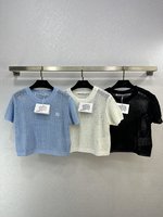 Alexander Wang Clothing Polo T-Shirt Openwork Knitting Spring/Summer Collection Fashion Short Sleeve