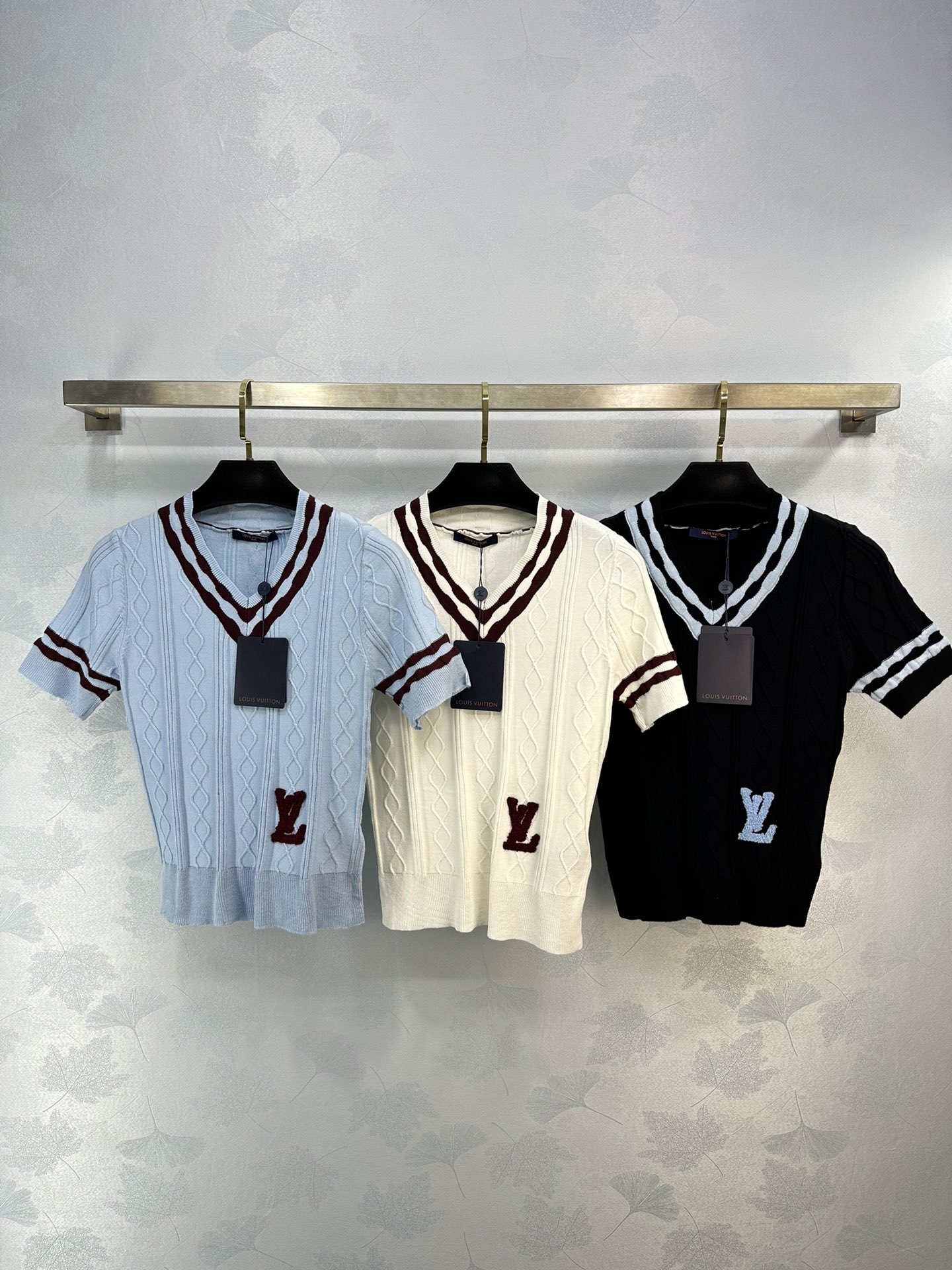 Louis Vuitton Clothing T-Shirt Splicing Knitting Weave Spring/Summer Collection Short Sleeve