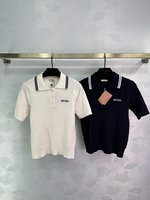 MiuMiu Clothing T-Shirt Black White Knitting Summer Collection Casual