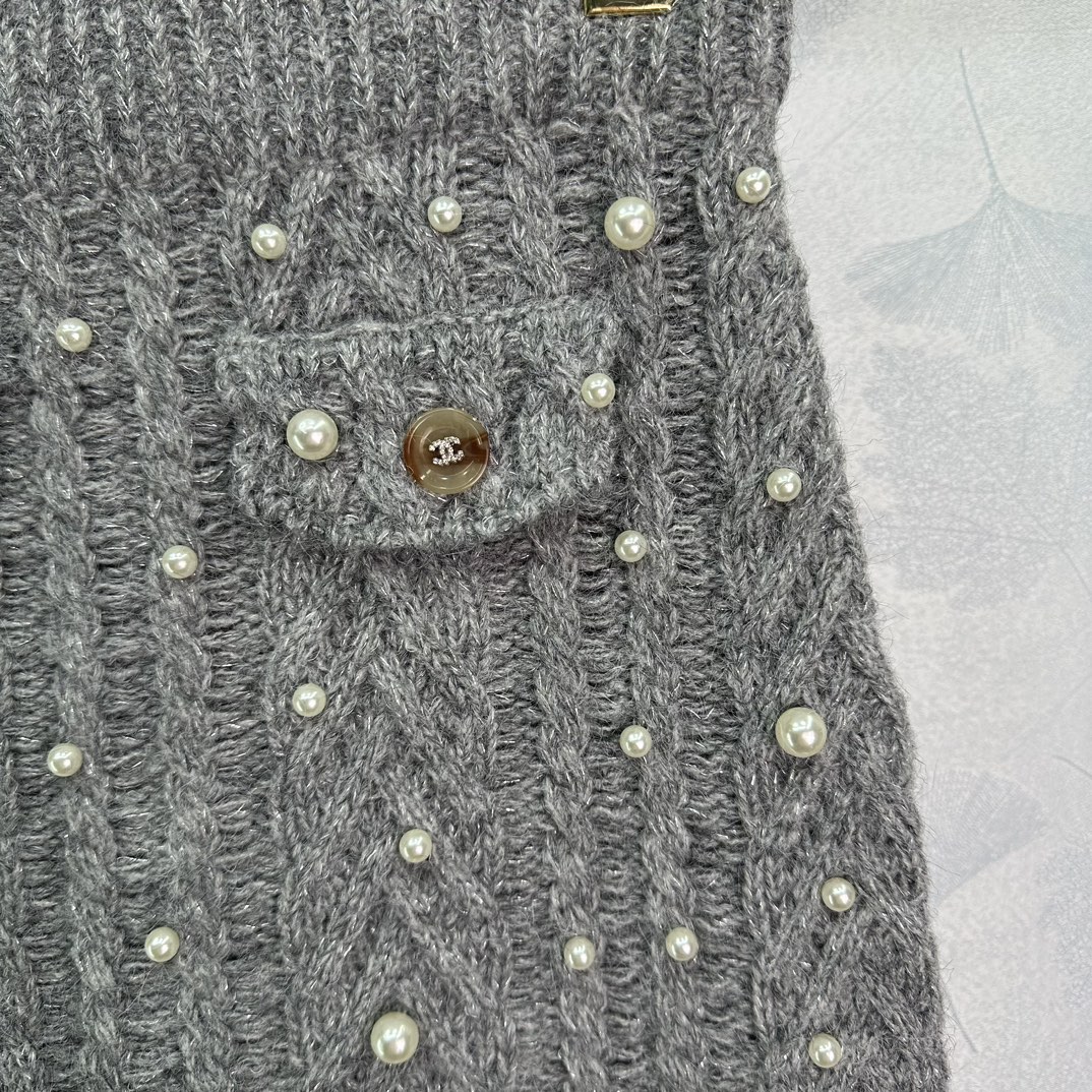 Ch’s New Knitting Suit with Classic Vests and Pearl Embroidery for Super Body Size - 图片 8