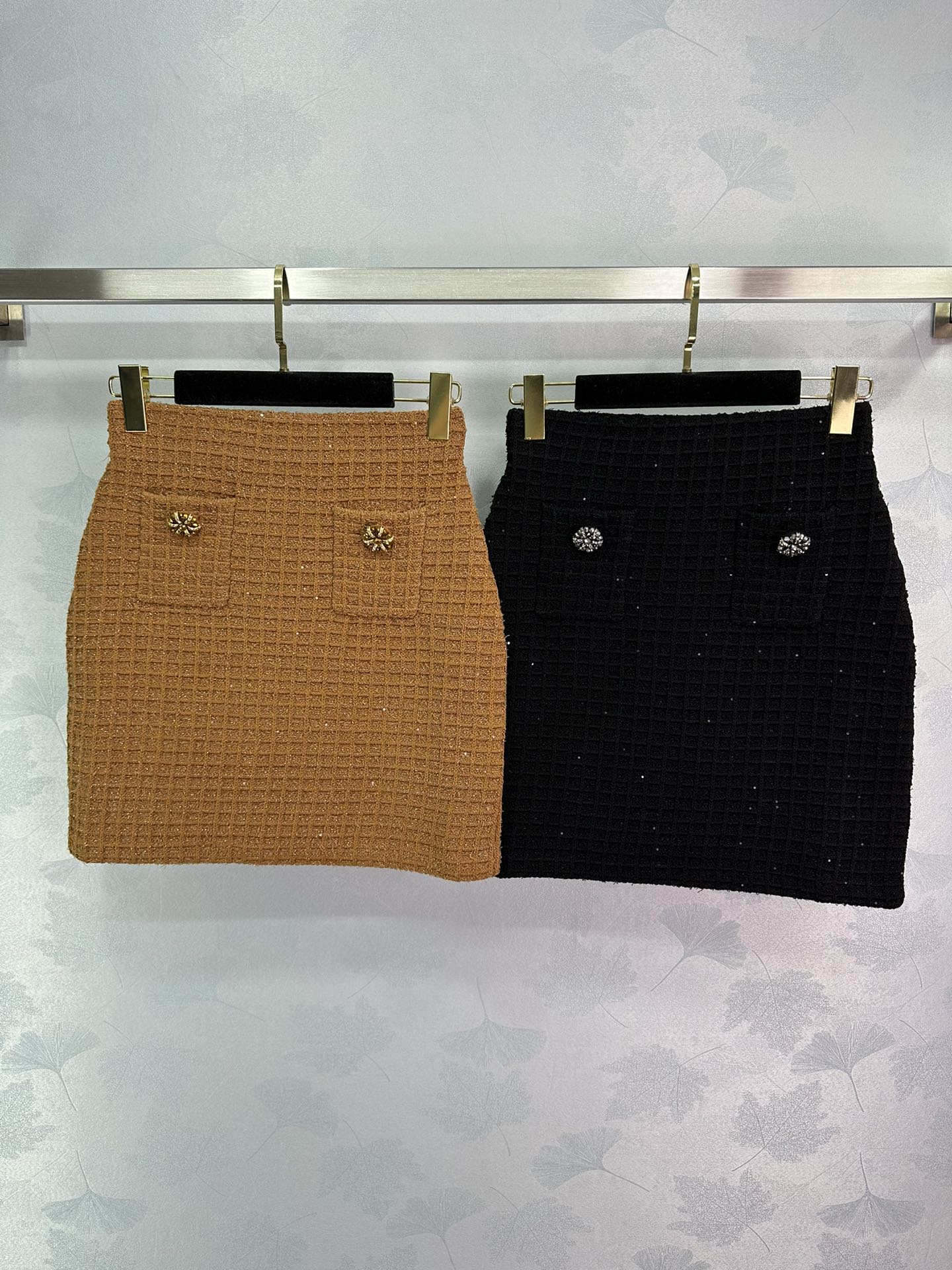 New 2024 Self-Portrait Dress: Brown Knit Shorts for Stylish Women, 2 Colors.