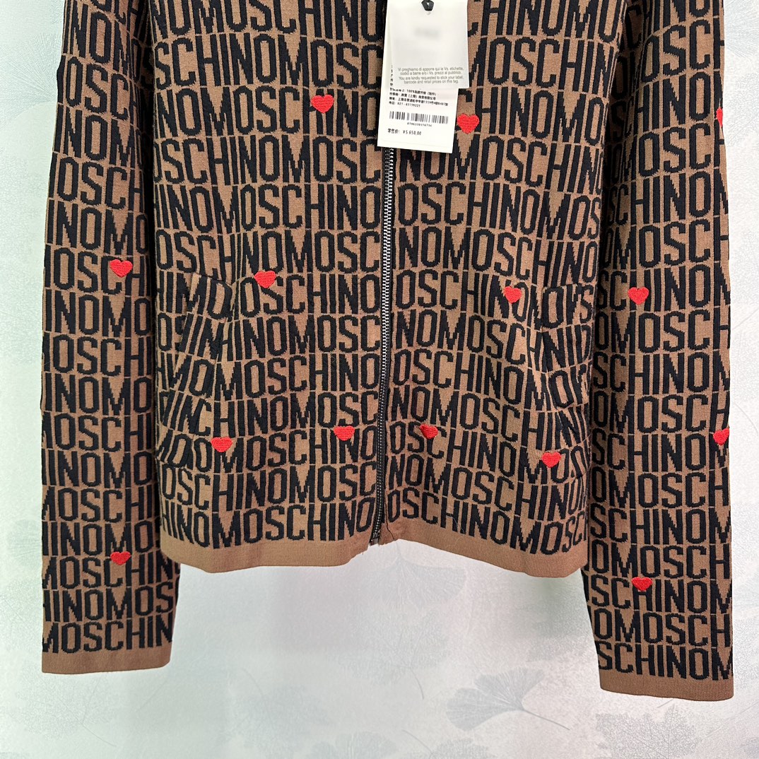 2024 New Moschino Knitted Coat with Logo and Floral Details for Women - 图片 6