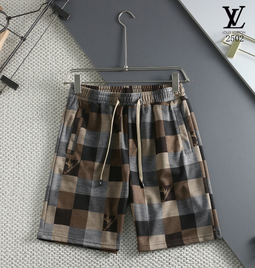 Louis Vuitton Men's Checkered Logo Shorts | Summer Casual Drawstring 1 Louis Vuitton Men's Checkered Logo Shorts | Summer Casual Drawstring