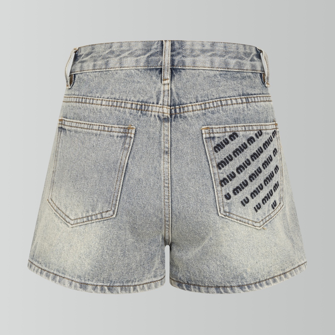 Miumiu Embroidered High Waist Jeans: Top Quality Retro Cotton Cowboy Clothes - 图片 2