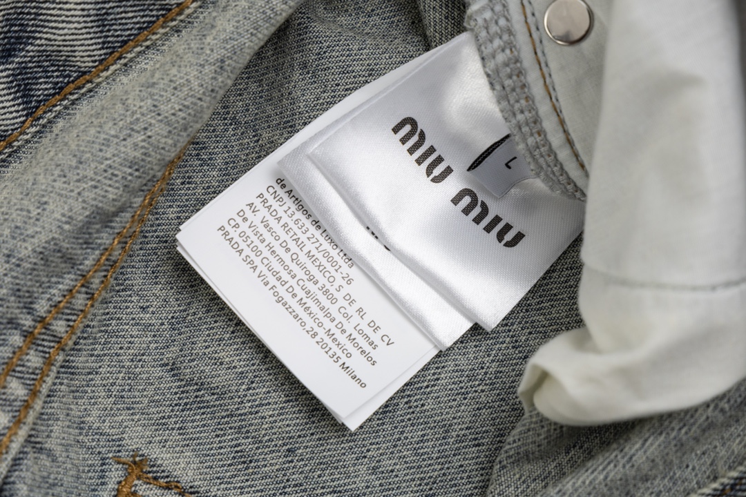 Miumiu Embroidered High Waist Jeans: Top Quality Retro Cotton Cowboy Clothes - 图片 9