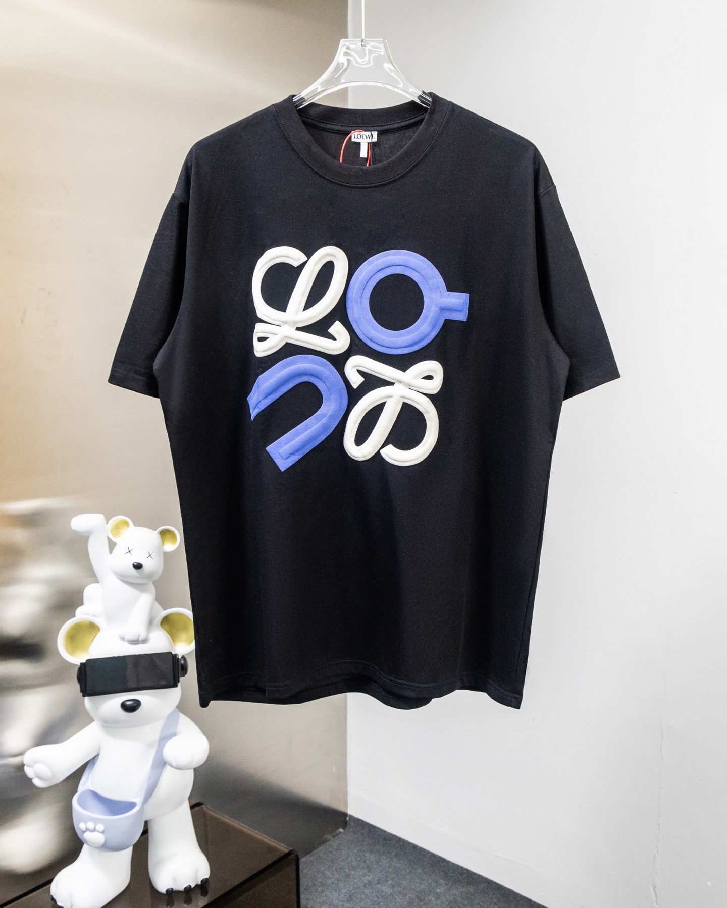p90 2026 nueva camiseta de manga corta Loewe/罗意威, logo impreso con espuma de gamuza, proceso de espuma de gamuza súper …