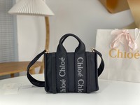 Chloe Tote Bags Apricot Color Black Elephant Grey Embroidery Nylon Woody