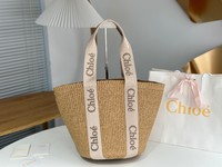 Chloe Handbags Bucket Bags Found Replica
 Light Pink Embroidery Cotton Straw Woven Woody