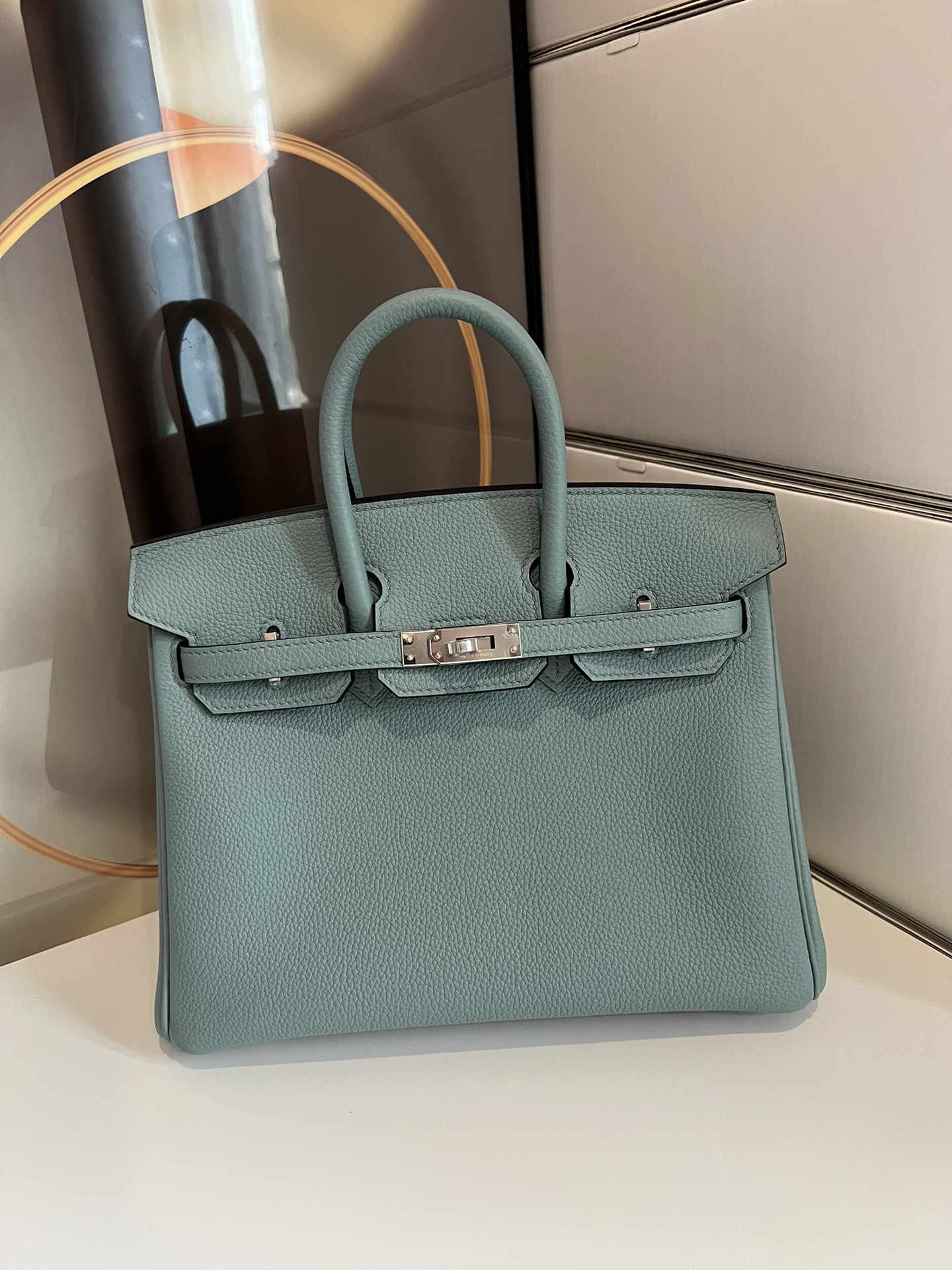 Hermès Hermes Birkin Platinum 25 Sky Blue Original German Togo Leather Silver Buckle Hand-stitched by Director Custom order small quantity