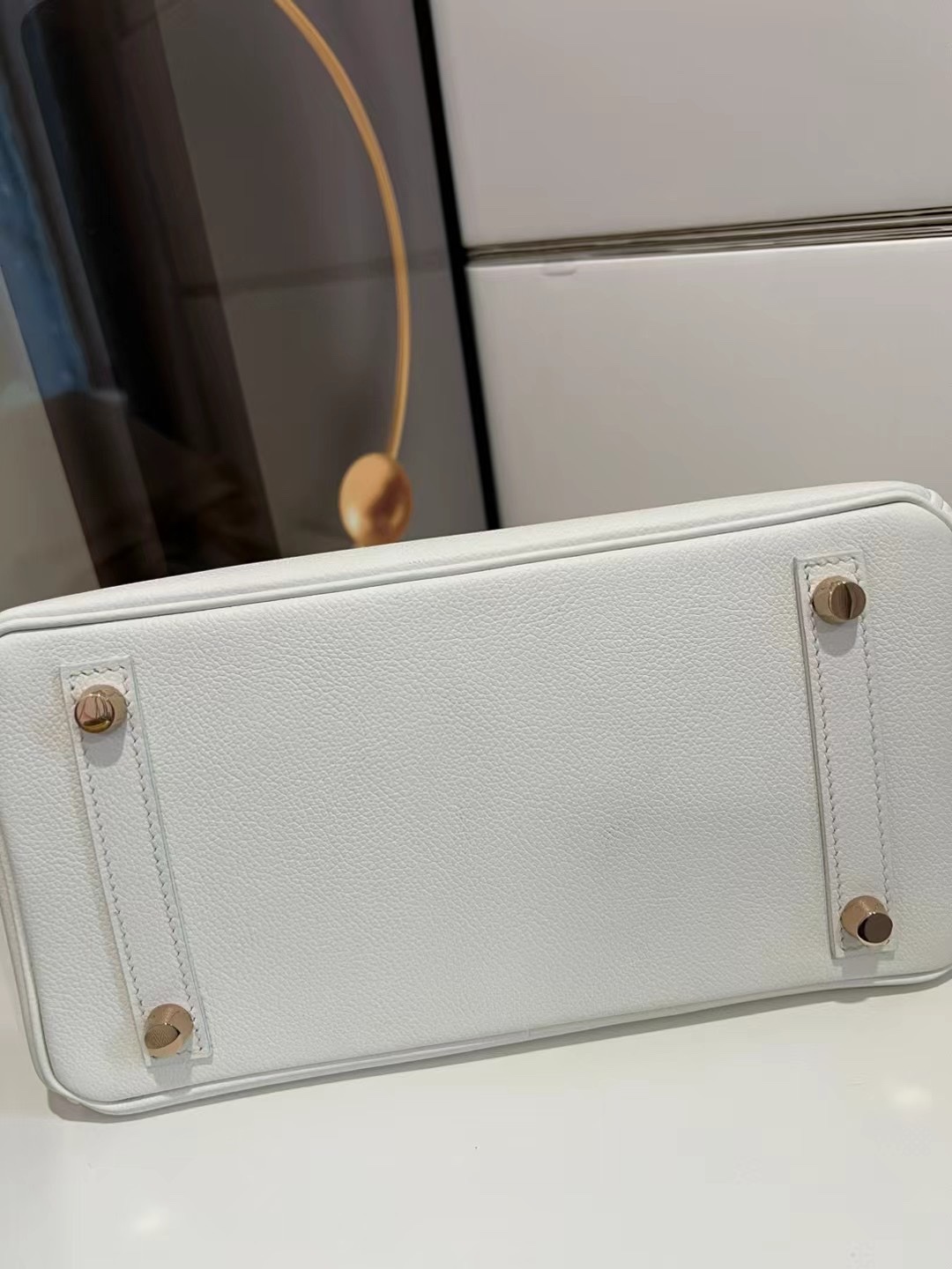 Hermès Hermes platinum 25 original ever cowhide, pure white 01 rose gold, hand-stitched by the directorCustom order