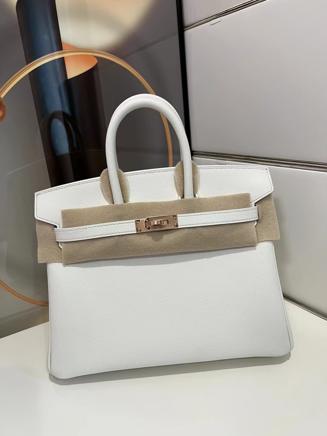 Hermès Hermes platinum 25 original ever cowhide, pure white 01 rose gold, hand-stitched by the directorCustom order