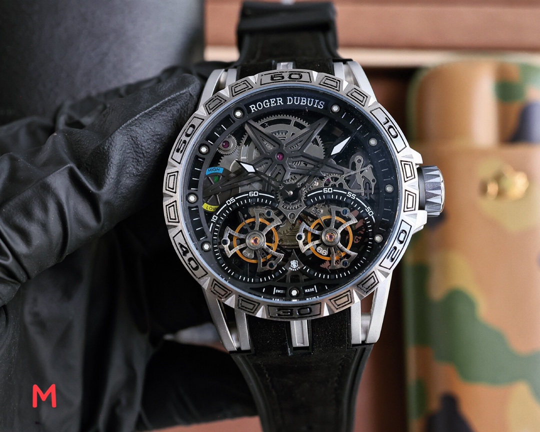 罗杰杜彼ROGERDUBUIS豪爵Excalibur王者系列自动上链机芯表壳46毫米,Sapphirec