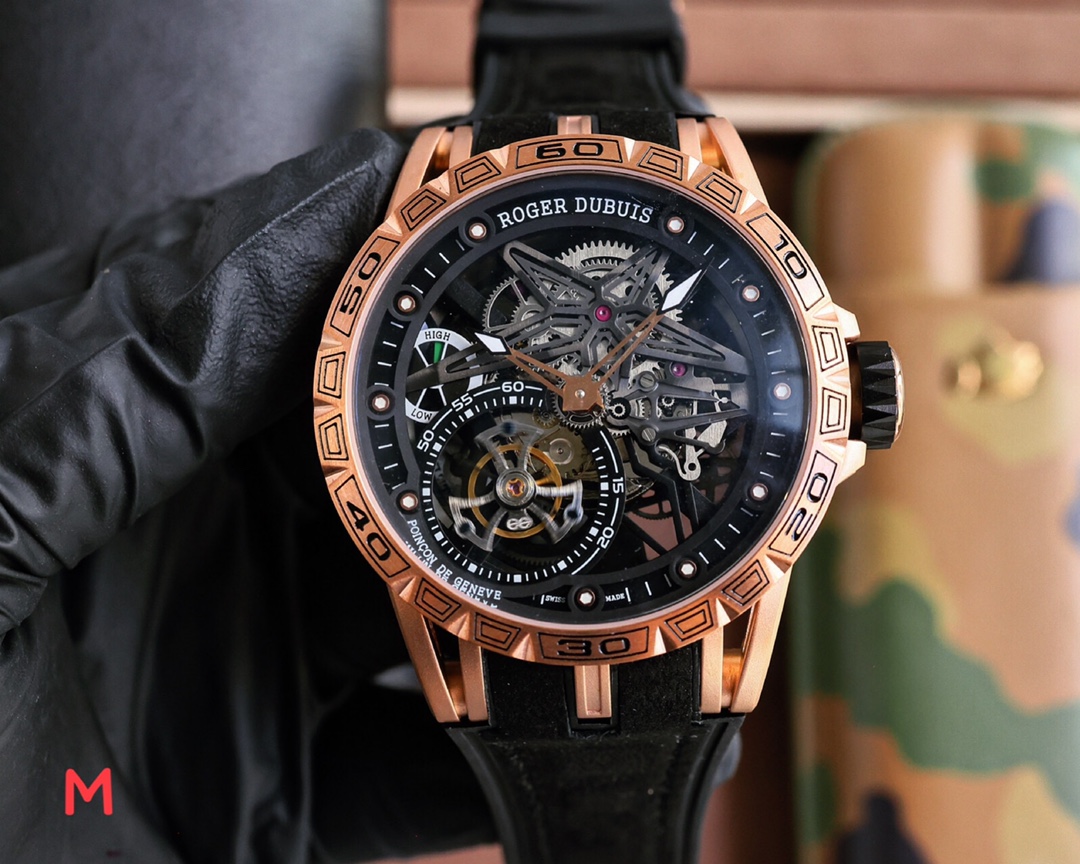 罗杰杜彼ROGERDUBUIS豪爵Excalibur王者系列自动上链机芯表壳46毫米,Sapphirec