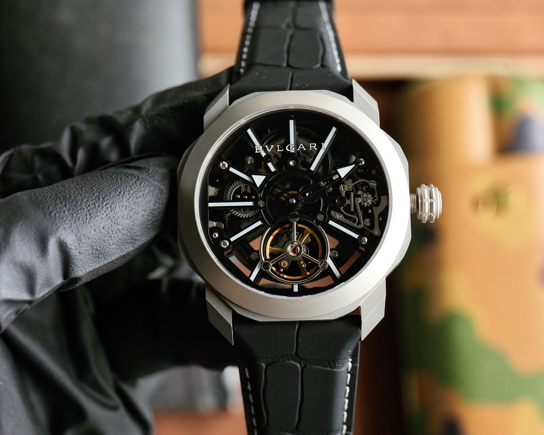 BVLGARI Octo Roma Wristwatch: Luxury Design, High-End Machinery, Alligator Belt. - 图片 8