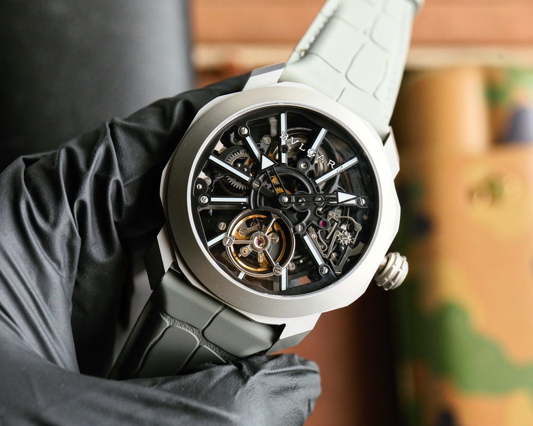 BVLGARI Octo Roma Wristwatch: Luxury Design, High-End Machinery, Alligator Belt. - 图片 3