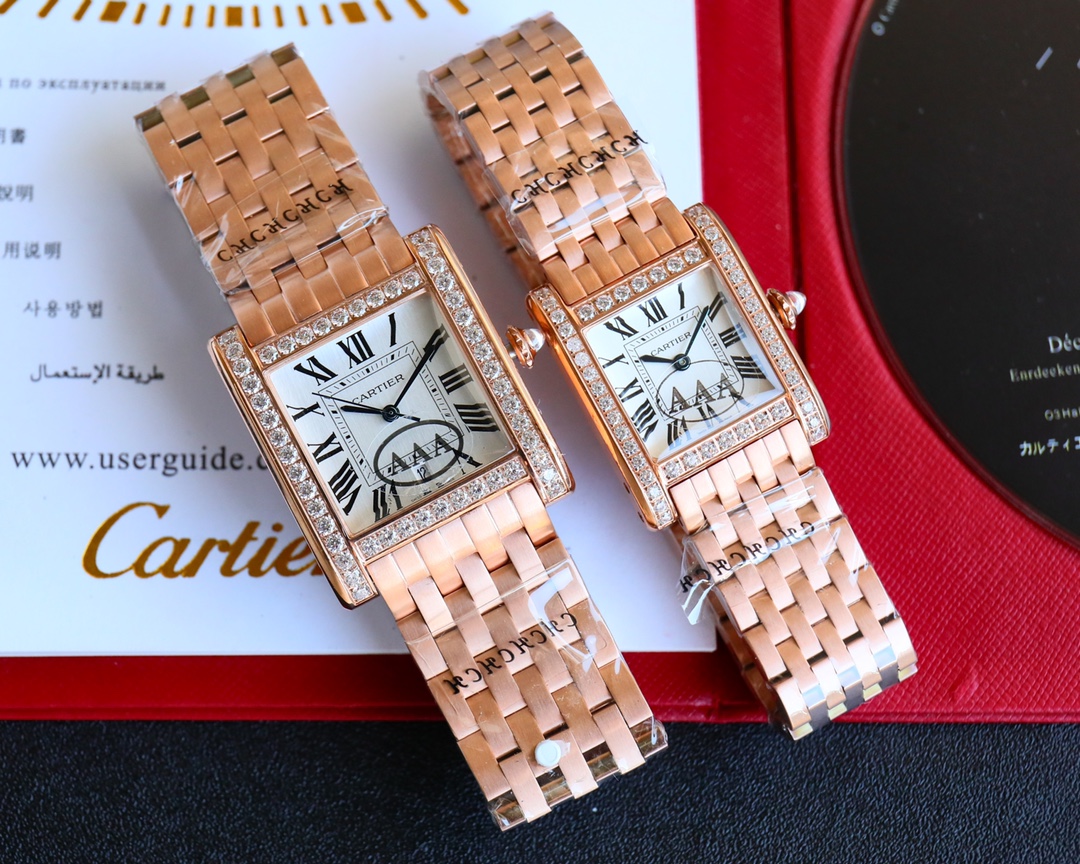 Gold Diamond Tank Noormale Watch: 2024 Karat Series with Blue Crystal Lens - 图片 3