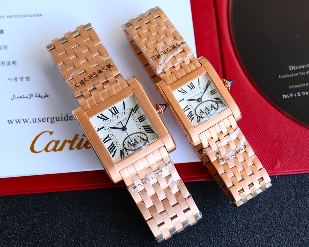 Gold Diamond Tank Noormale Watch: 2024 Karat Series with Blue Crystal Lens - 图片 5