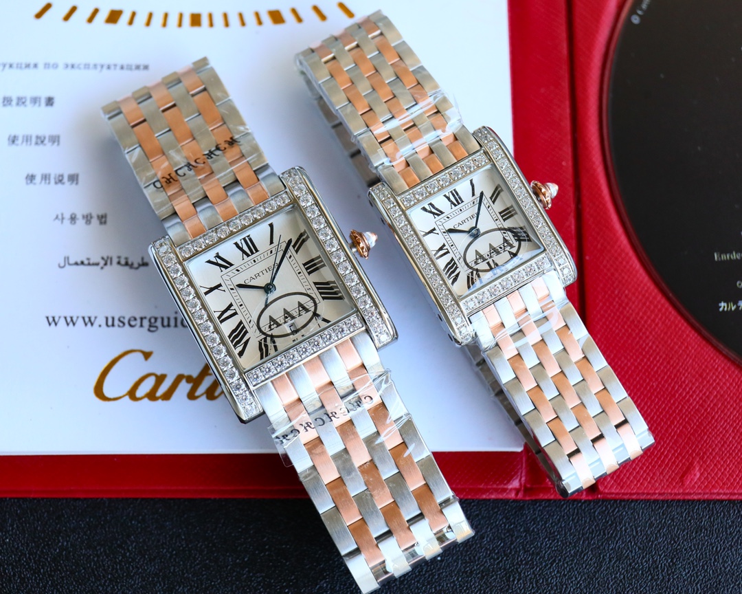 Gold Diamond Tank Noormale Watch: 2024 Karat Series with Blue Crystal Lens - 图片 2