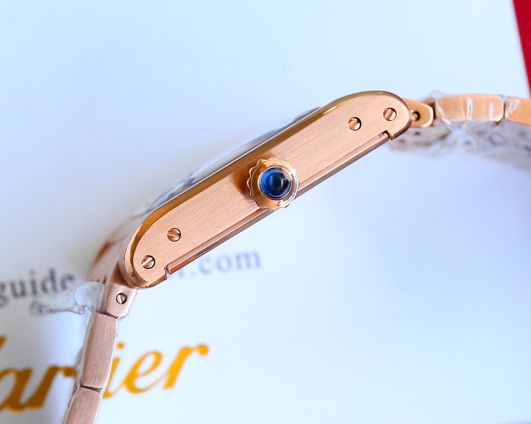 Gold Diamond Tank Noormale Watch: 2024 Karat Series with Blue Crystal Lens - 图片 8