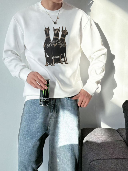 Balenciaga 2025 Crew Neck Sweatshirt - Premium Cotton, Dog Graphic 27 Balenciaga 2025 Crew Neck Sweatshirt - Premium Cotton, Dog Graphic
