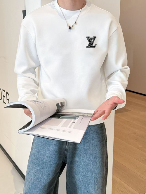 Louis Vuitton 2025 White Cotton Crewneck Sweatshirt - Modern Style 1 Louis Vuitton 2025 White Cotton Crewneck Sweatshirt - Modern Style