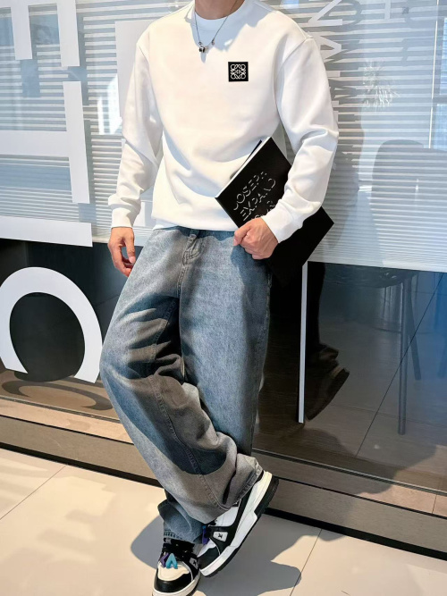 Loewe Men's White Cotton Crewneck Sweatshirt | Comfortable & Stylish 1 Loewe Men's White Cotton Crewneck Sweatshirt | Comfortable & Stylish