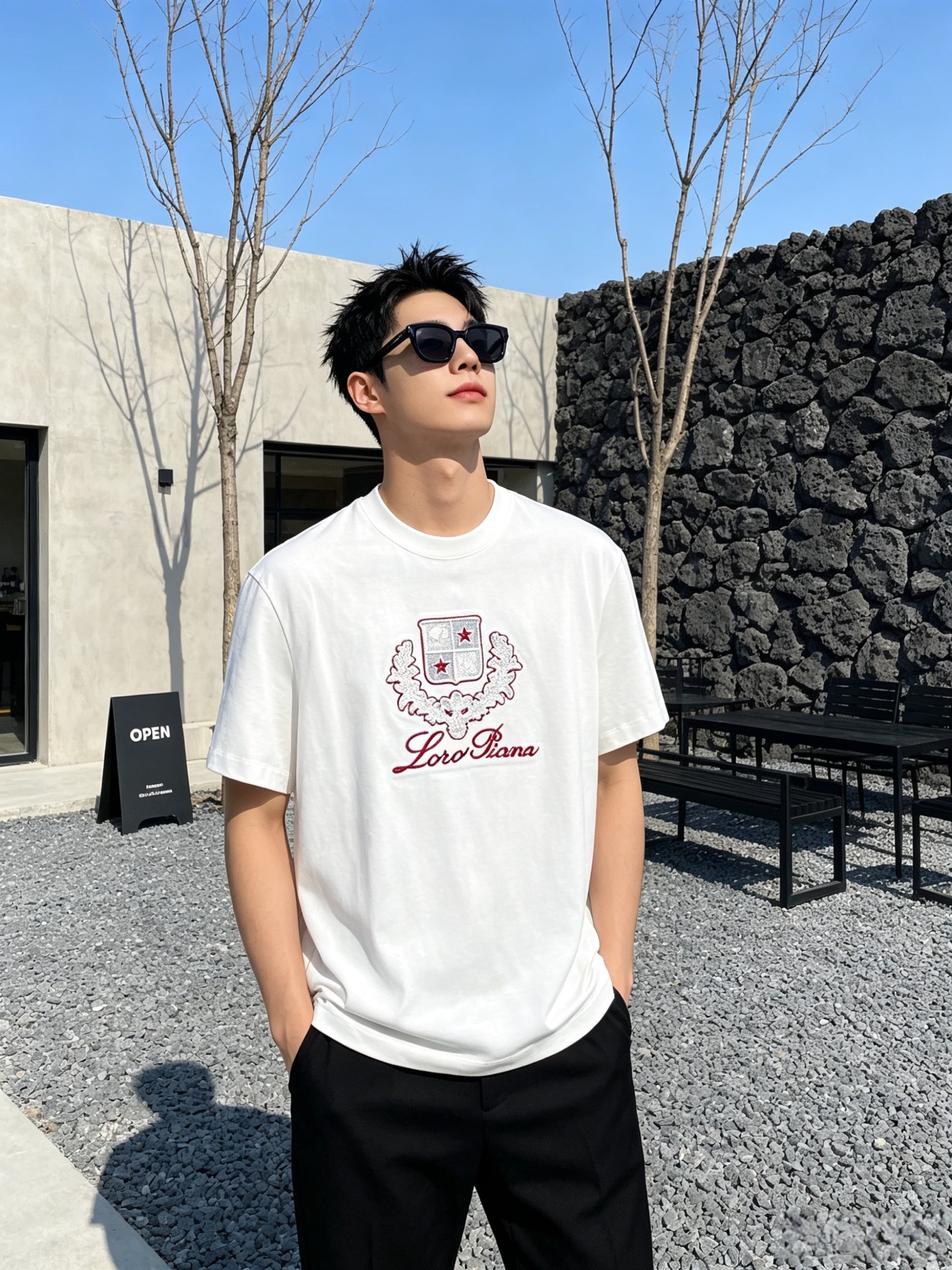 NO:834321,LP 1936 spring and summer new style debut counter latest short-sleeved round neck T-shirt, high-end customization, avant-garde and fashionable design!  The brand logo is designed with heavy craftsmanship. High-end customized cotton fabric. Soft to the touch. Comfortable to wear. Exquisite stitching at the counter level. Fine workmanship. The upper body effect is incomparably handsome!  A must-have for men and women, color black, white, size M to 3XL, loro piana, T-shirt, tees, t-shirt,19860909LP 1936春夏新款首发专柜最新款短袖圆领T恤 高端订制 设计前卫时尚！品牌logo重工艺设计 高端定制棉面料.手感柔软.穿着舒适.专柜级别精致车线.做工精细.上身效果无敌帅气！男女必备款 颜色黑色 白色 码数M一3XL,,loro piana,T-shirt,tees，t-shirt,,Men's clothing