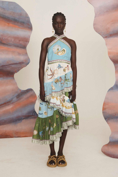 ALÉ Linen Blend Halter Sundress with Seashell Print, Unique Beach Dress 1 ALÉ Linen Blend Halter Sundress with Seashell Print, Unique Beach Dress
