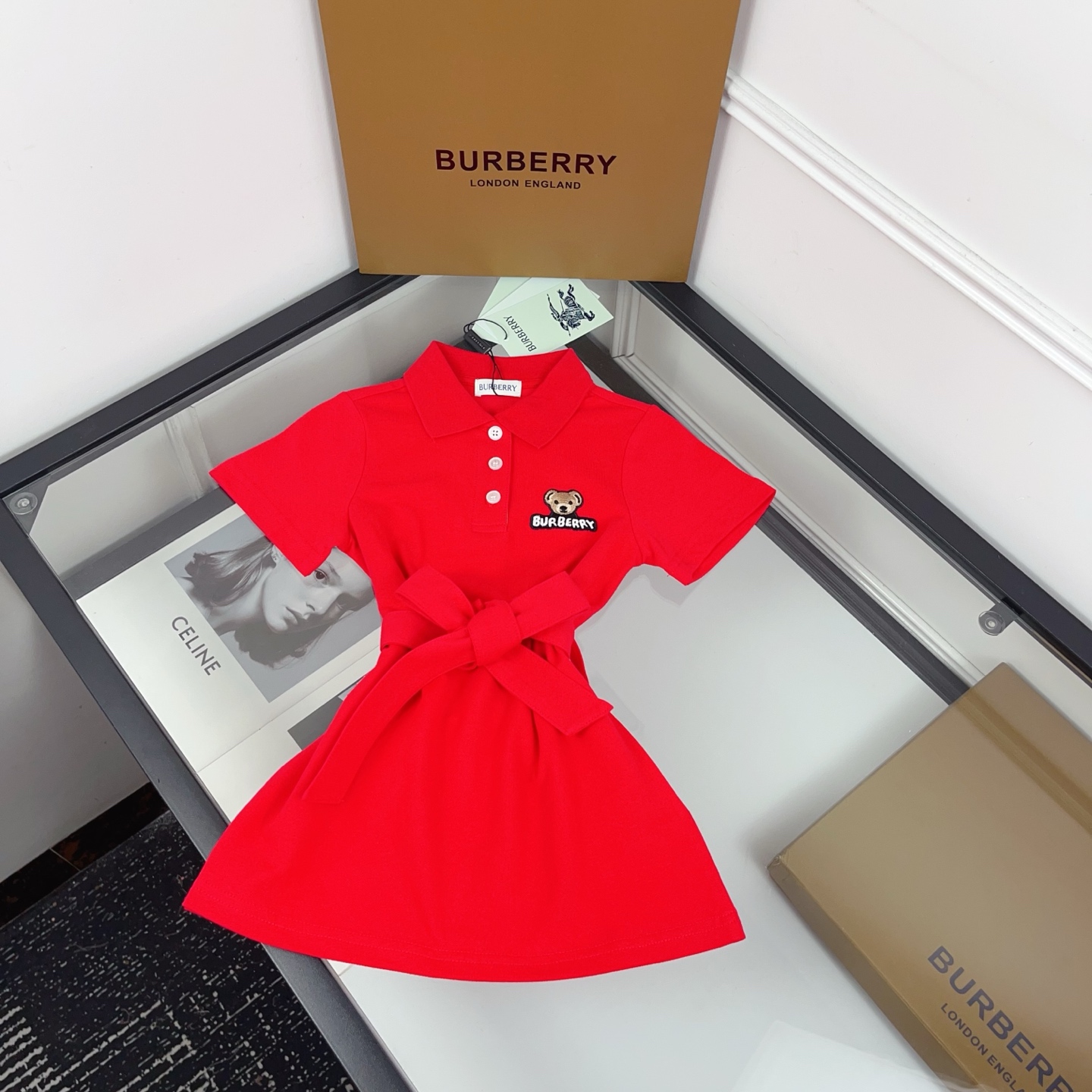 Precio: @118 sin menos Talla: 90-160 Nuevo 🆕 Vestido tipo polo con cinturón de Bur | El techo de la dulzura veraniega …