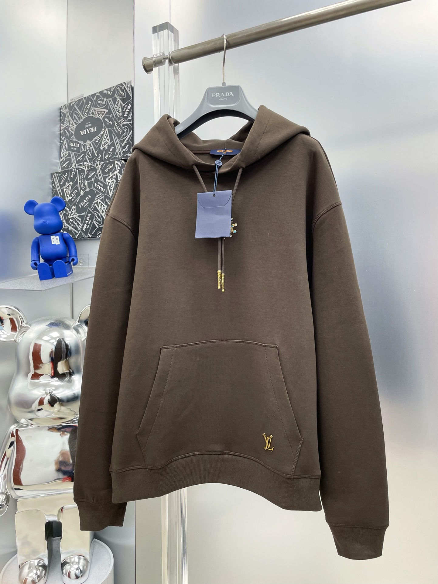 Louis Vuitton Kleding Pullover Groen Unisex Katoen Breien Herfst/winter collectie Bovenzijde met capuchon