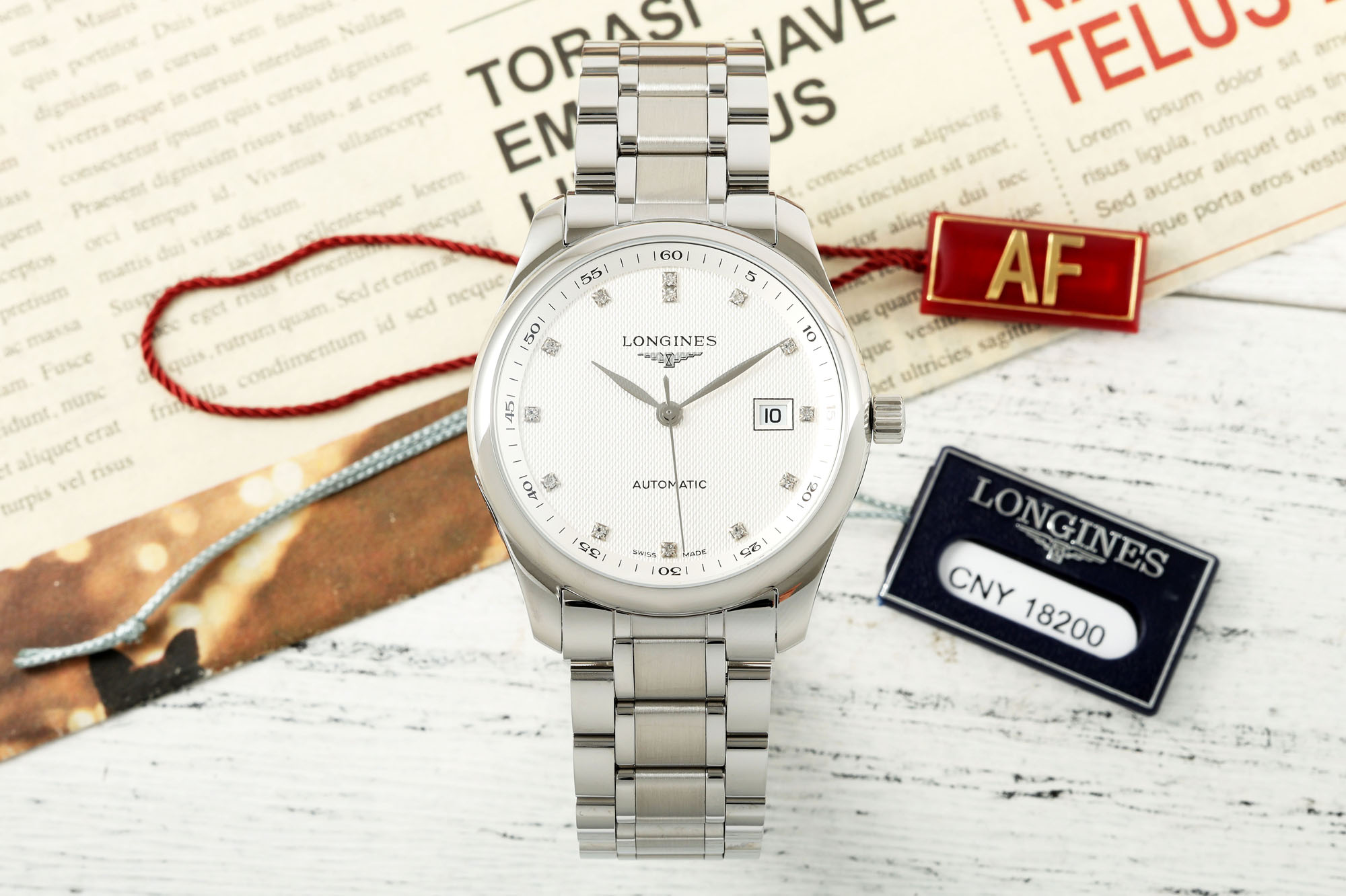 Longines 40mm AF Pioneer watch with 2892 automatic movement, steel case, sapphire crystal, and date display.