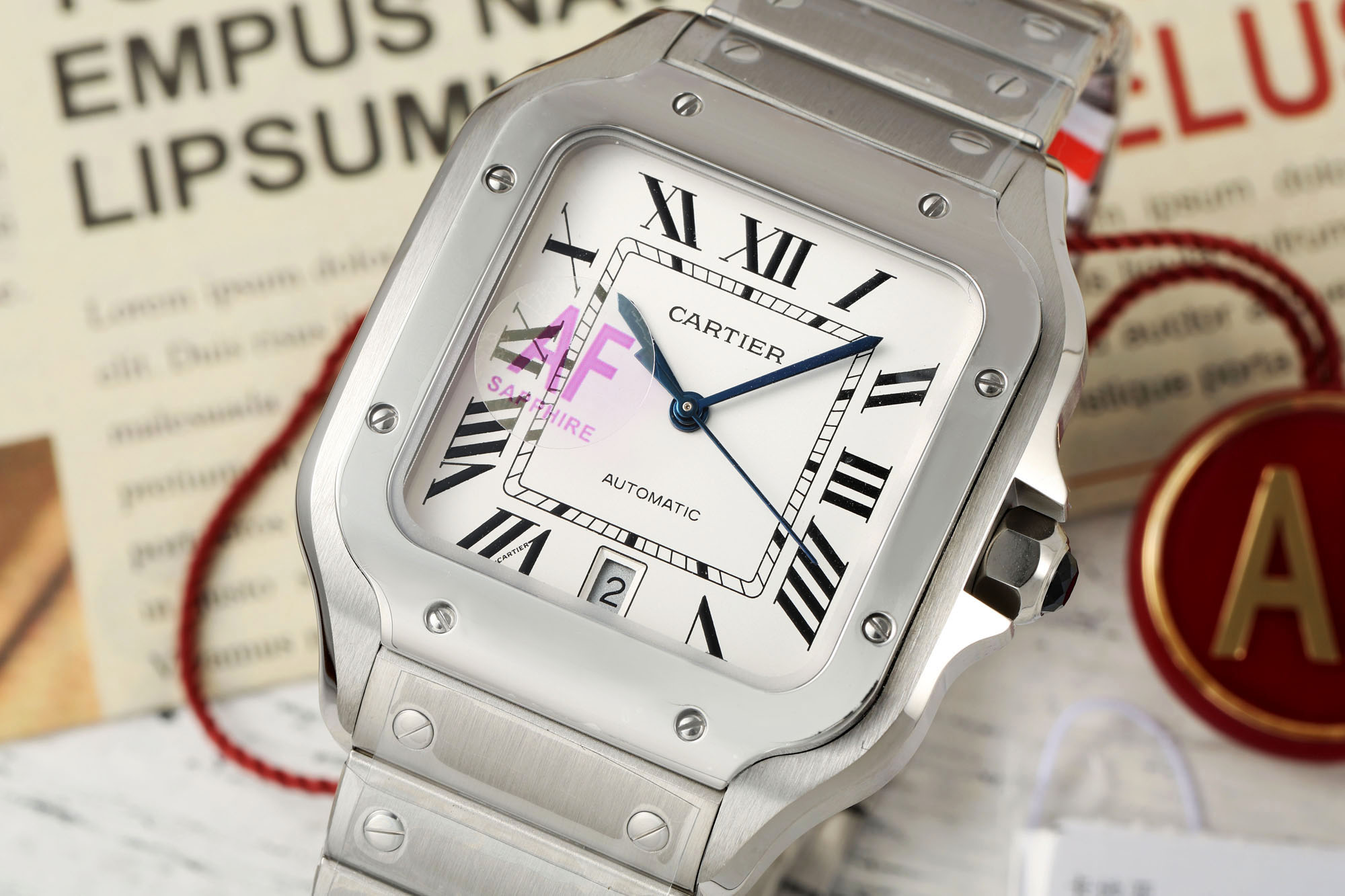 NO:714908,Santos 47.5*39.8 mechanical large series,19860909山度士47.5*39.8机械大号系列,,Watch