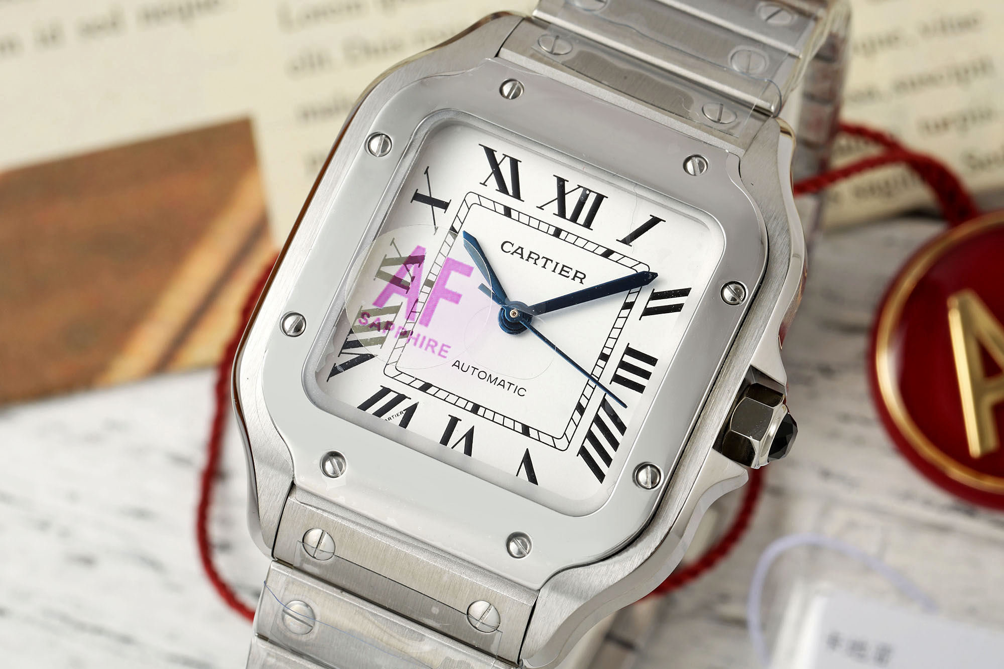 NO:714906,Santos 41.9*35.1 mechanical medium series,19860909山度士41.9*35.1机械中号系列,,Watch