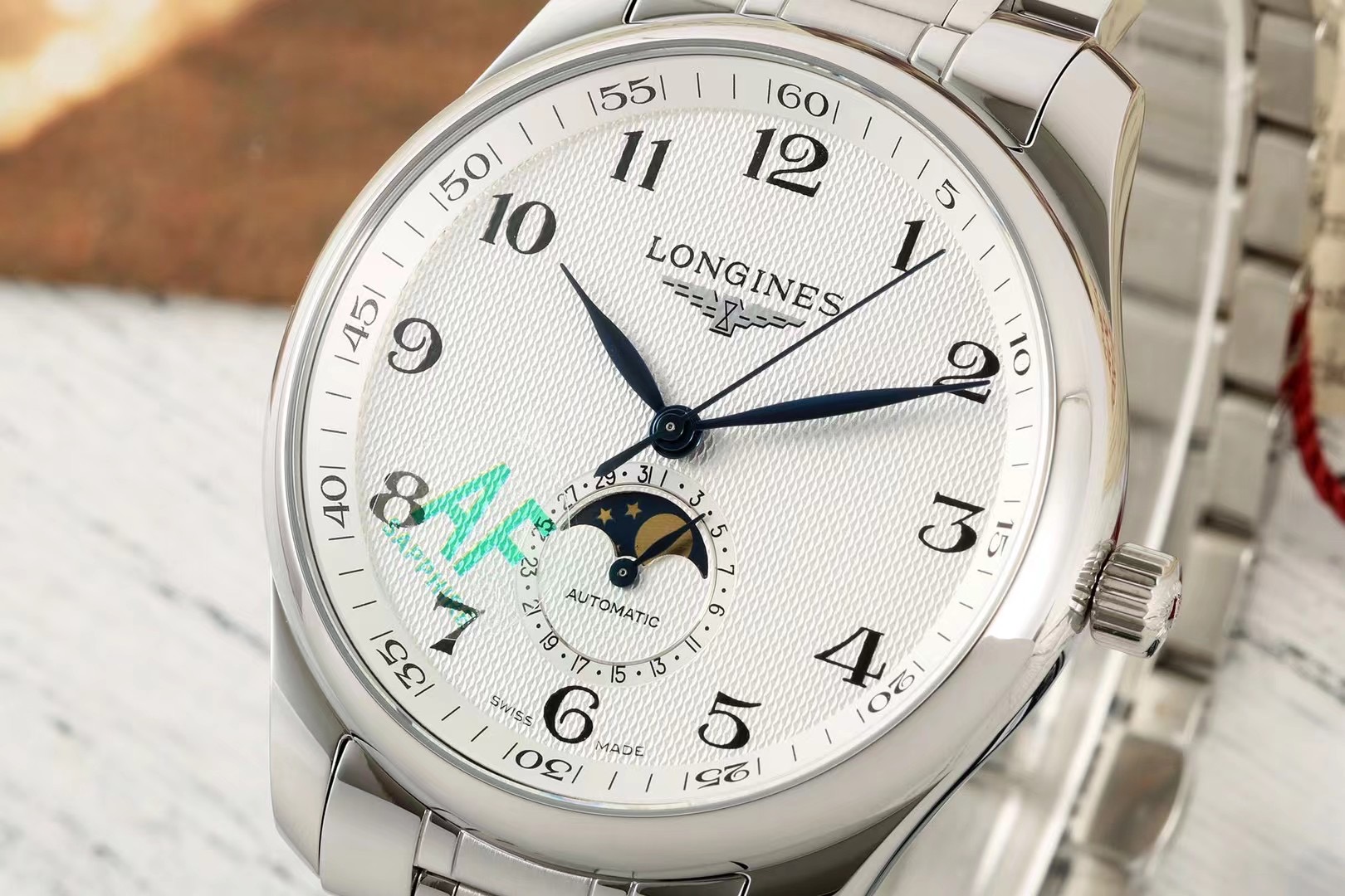 NO:741845,Longines master 3-hand half moon phase 42mm, longines19860909浪琴名匠3针半月相42mm,,longines,Watch