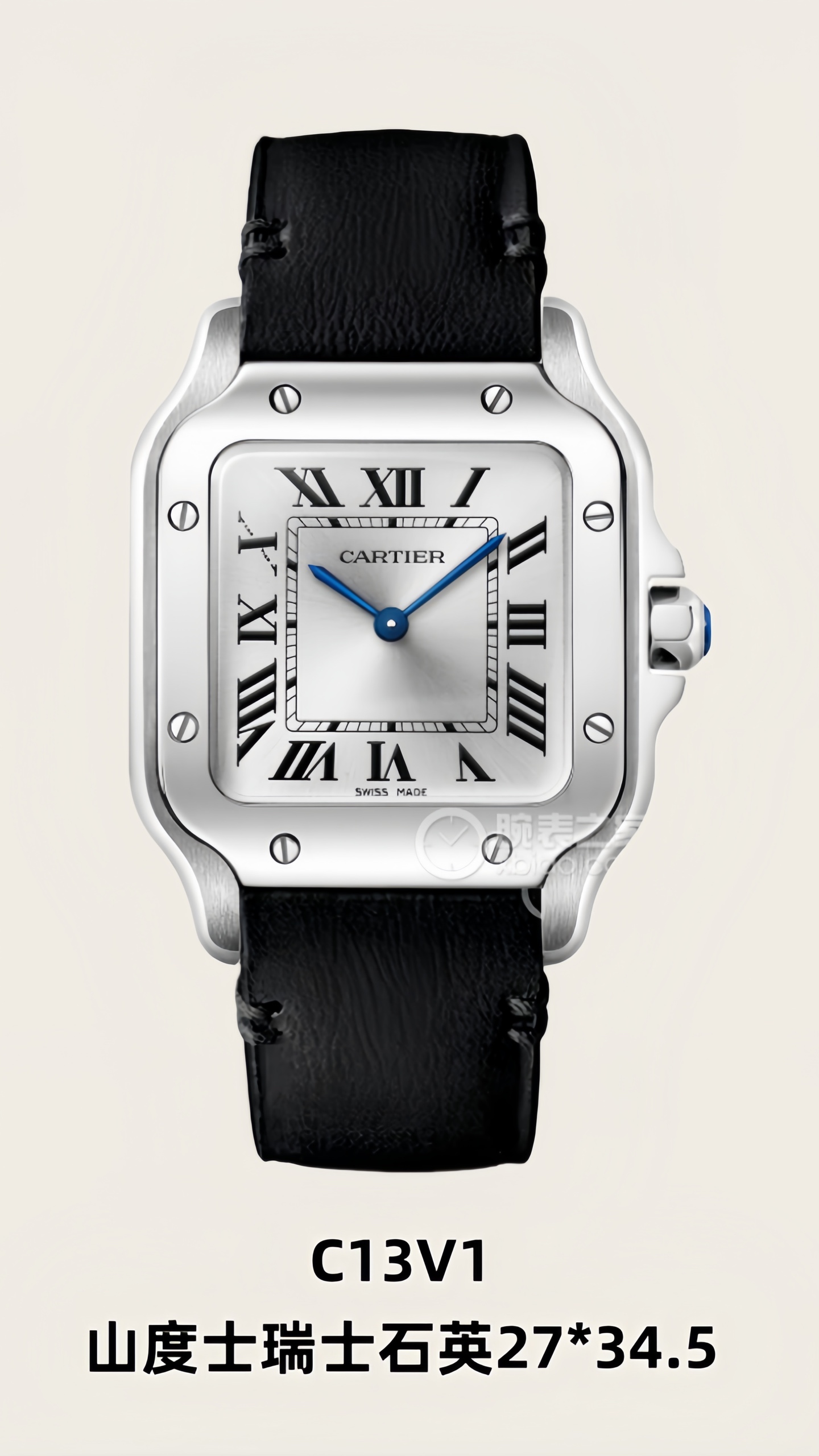NO:764830,Santos Swiss quartz 27*34.5 belt model is grandly launched.19860909山度士瑞士石英27*34.5 皮带款隆重上市,,Watch