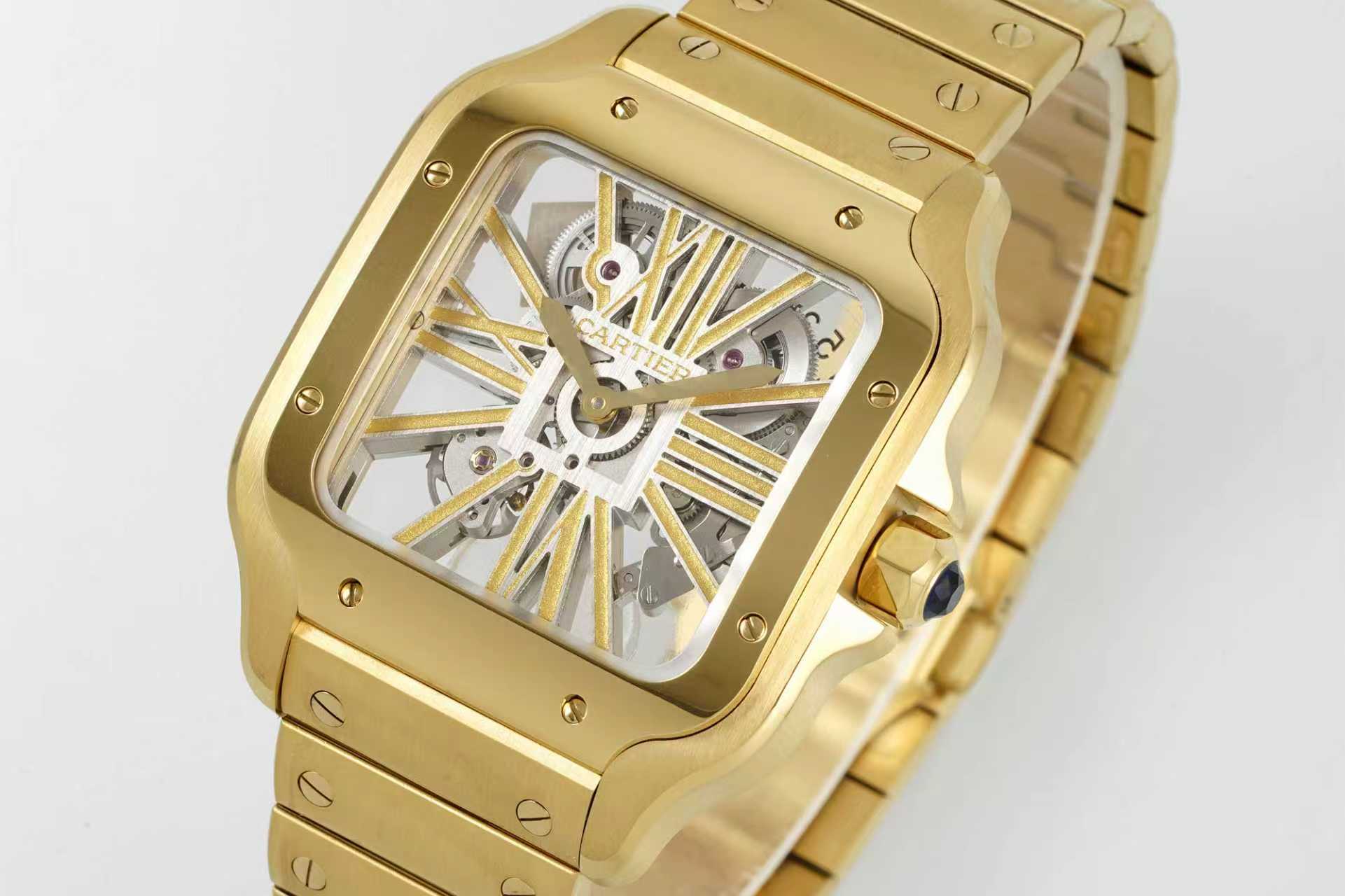 NO:860199,Santos Skeleton Series 39.8mm Mechanical Santos Skeleton Series 39.8mm Quartz Two movements are available for you to choose from.19860909山度士镂空系列39.8mm机械 山度士镂空系列39.8mm石英 两种机芯 供君选择,,Watch