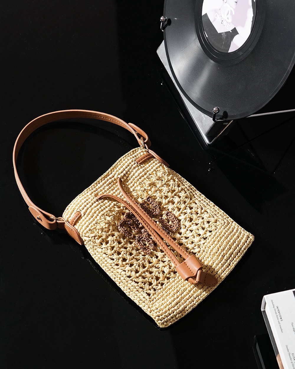 Miu MiuLaffy handmade straw tote bag